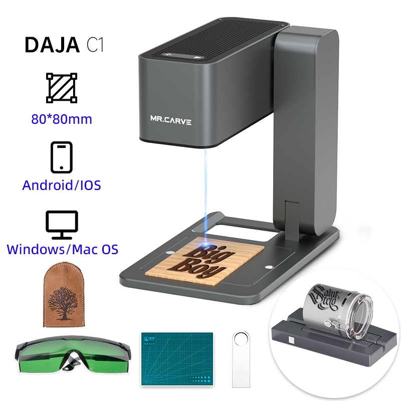 DAJA C1 High-Speed Laser Engraving Machine Precision Laser Marking for Metal, Acrylic, Wood, Leather | Perfect for DIY Makers, Small Businesses