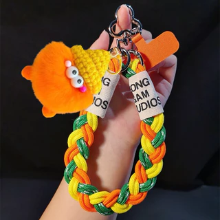 เชือกเส้นเล็กโทรศัพท์มือถือข้อมือหญิงสไตล์ใหม่ผมหางม้าถักปมโทรศัพท์มือถือเชือกเส้นเล็ก บริคเกต เสน่ห์