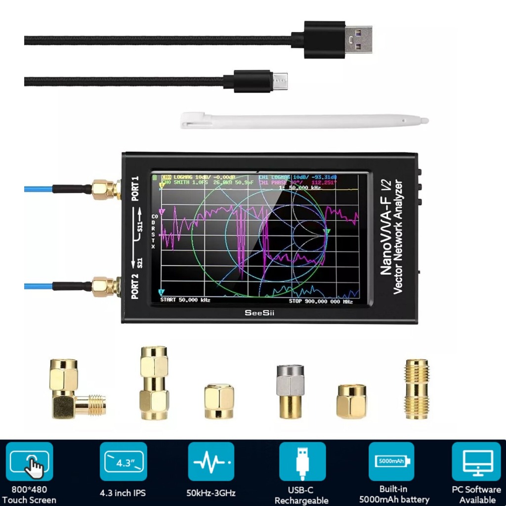 อัพเกรด NanoVNA-F V2 Vector Network Analyzer 50kHz-3000MHz HF VHF UHF VNA เครื่องวิเคราะห์เสาอากาศ 4