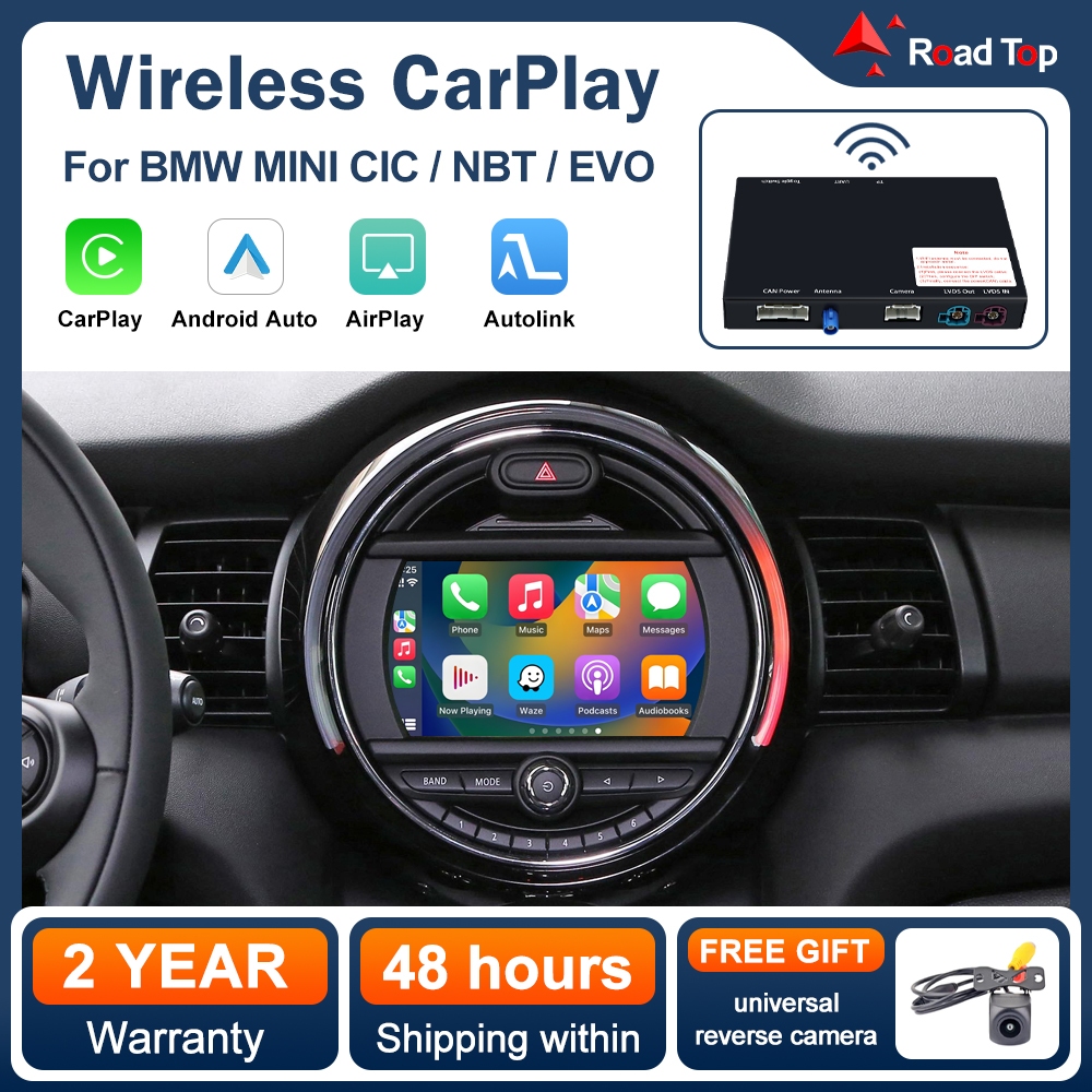 ไร้สาย CarPlay Android Auto ชุดติดตั้งเพิ่มเติมถอดรหัสสําหรับ BMW Mini R55 R56 R57 R58 R59 R60 R61 F