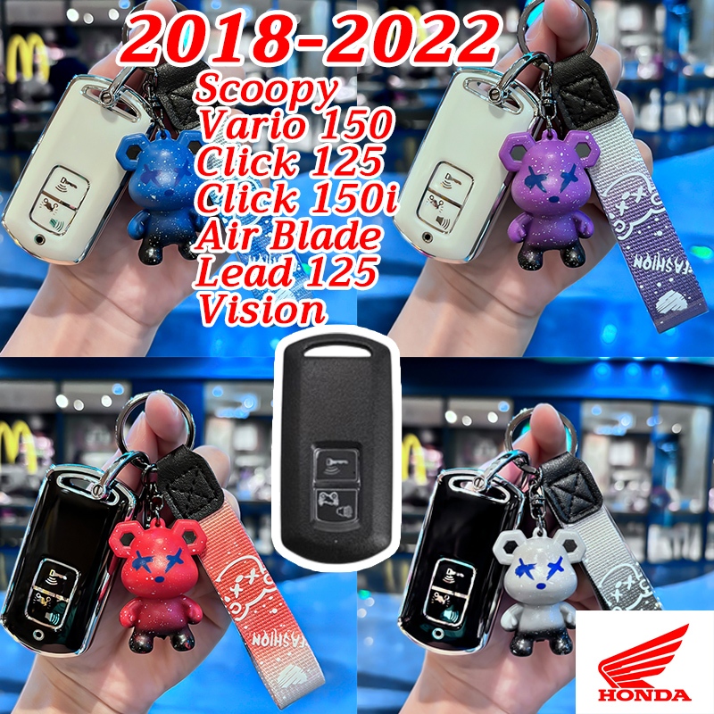 HONDA 2018-2022 เคสรีโมทกุญแจ Scoopy Vario150 Click125 Click150i 2020 Lead125 Air Blade Vision Click150 พวงกุญแจรถจักรยานยนต์ 2021