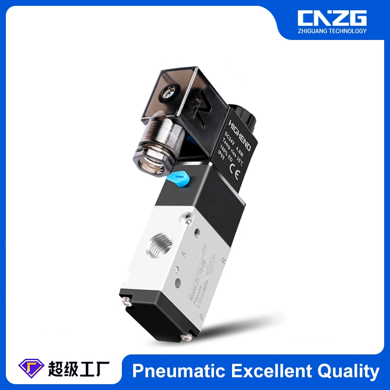 3V110-06 / 3V210-08 โซลินอยด์วาล์ว ครบชุดพร้อมข้อต่อลมAirtac รุ่น /Solenoid Valve 3/2 DC24V 12V AC220V 110V