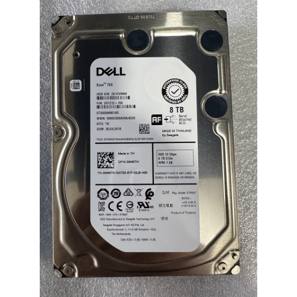 สําหรับ Dell 3.5 นิ้ว 0M40TH 0VFP4M SAS 8T 12G ST8000NM0185 เซิร์ฟเวอร์ฮาร์ดไดรฟ์