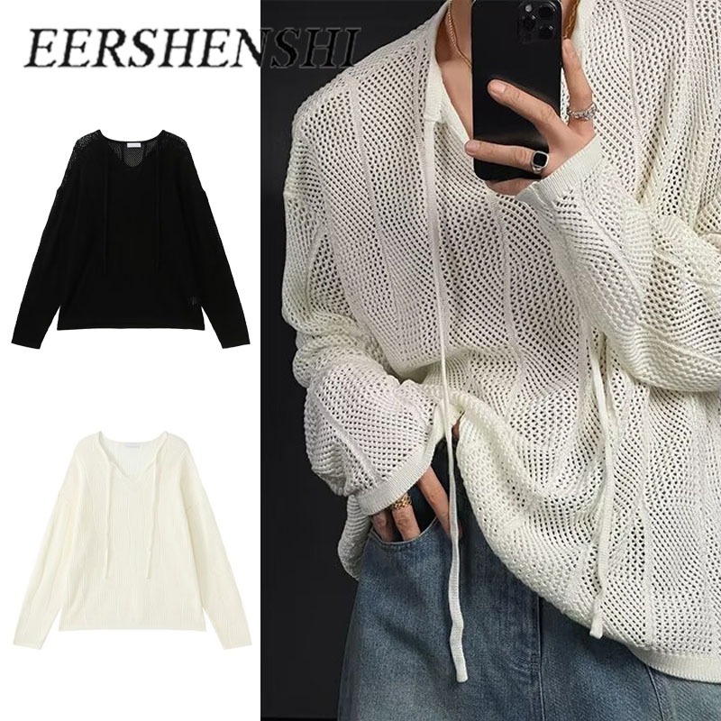 เสื้อถักนิตติ้งย้อนยุคผู้ชาย สไตล์ลำลอง สีทึบ เหมาะสำหรับใส่เป็นคู่รัก