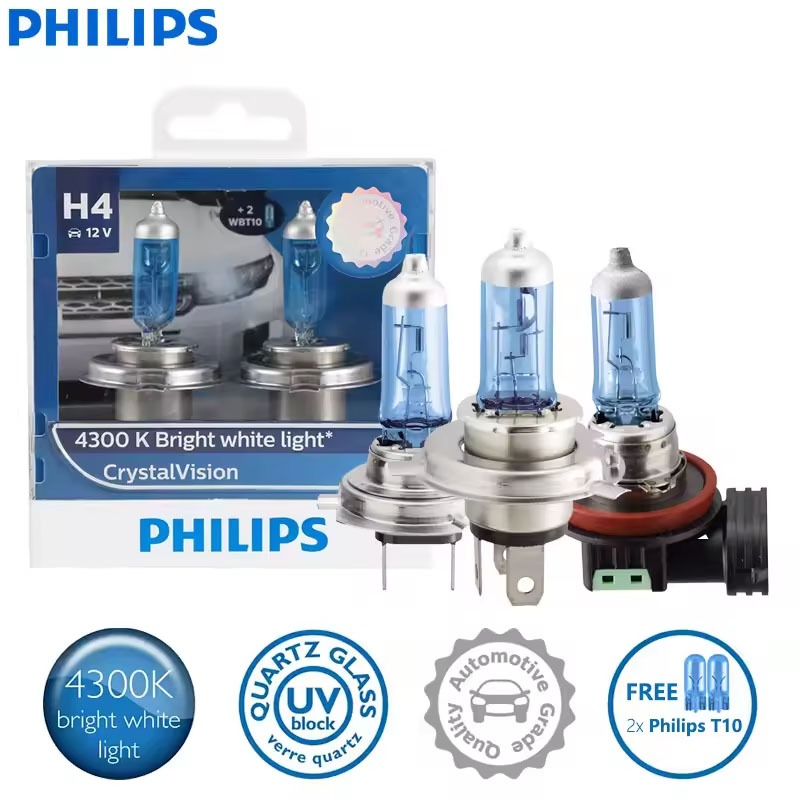 Philips Philips Silver Warrior Series H1 H4 H7 H11 HB2 HB3 HB4 12V CV 4300K สีขาวสว่างรถฮาโลเจนไฟหน้