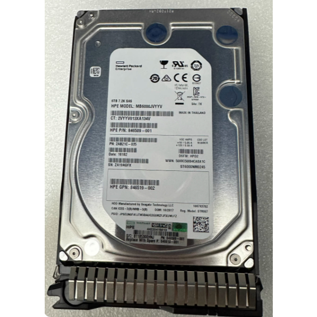 สําหรับ HPE 846610-001 6T 7.2K SAS 12G 846514-B21 3.5 G10 ฮาร์ดไดรฟ์เซิร์ฟเวอร์