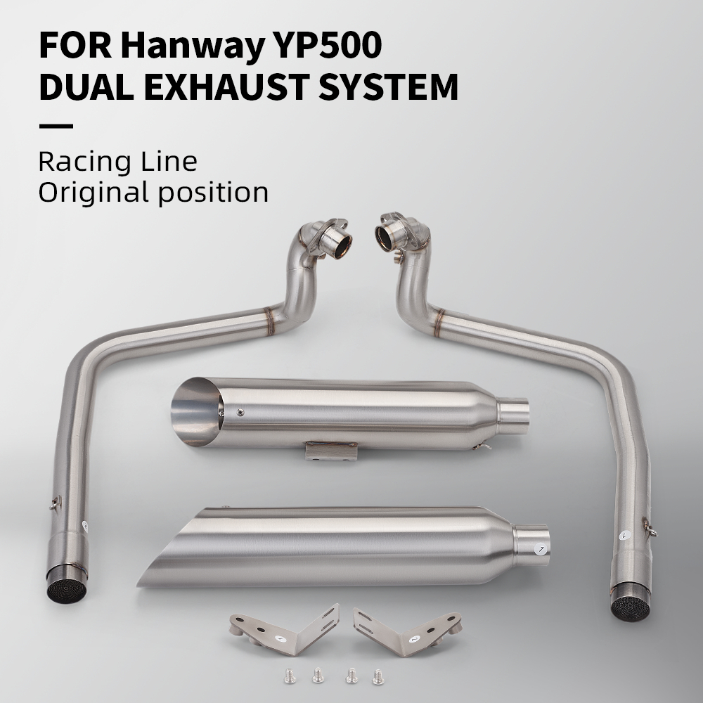 สําหรับ Hanway YP500 Original Performance Exhaust System Racing Position Double Line ชิ้นส่วนรถจักรย