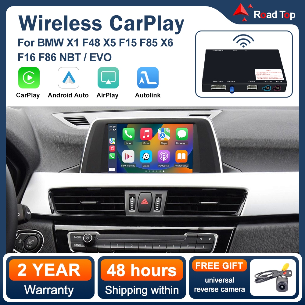 ไร้สาย CarPlay Android ถอดรหัสอัตโนมัติสําหรับ BMW X5 F15 F85 X6 F16 F86 2014-2020 X1 F48 NBT/EVO ระ