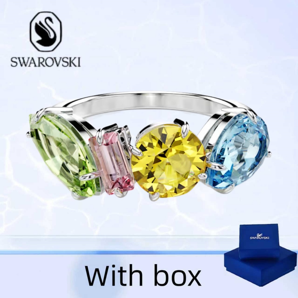 แหวน Swarovski Gema SparklingColourful Personality เครื่องประดับเงินแท้ พร้อมกล่อง