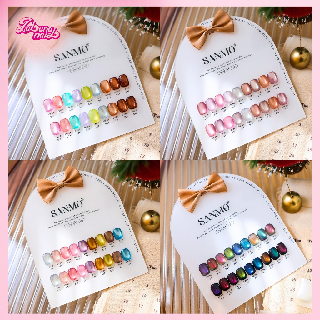 【พร้อมส่ง】SANMO 9 สี เซตสีเจลลูกแก้ว เซตสีกลิตเตอร์ (ฟรีชาร์ทสี) สีเจลแคทอายเนื้อซาติน/สีเจลแคทอาย สีลูกแก้ว สีเจลแฟลช /สีเจลกลิซเตอร์