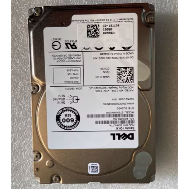 สําหรับ DELL ST600MM0006 2.5 นิ้ว 10K 600G SAS ฮาร์ดไดรฟ์เซิร์ฟเวอร์ 07YX58