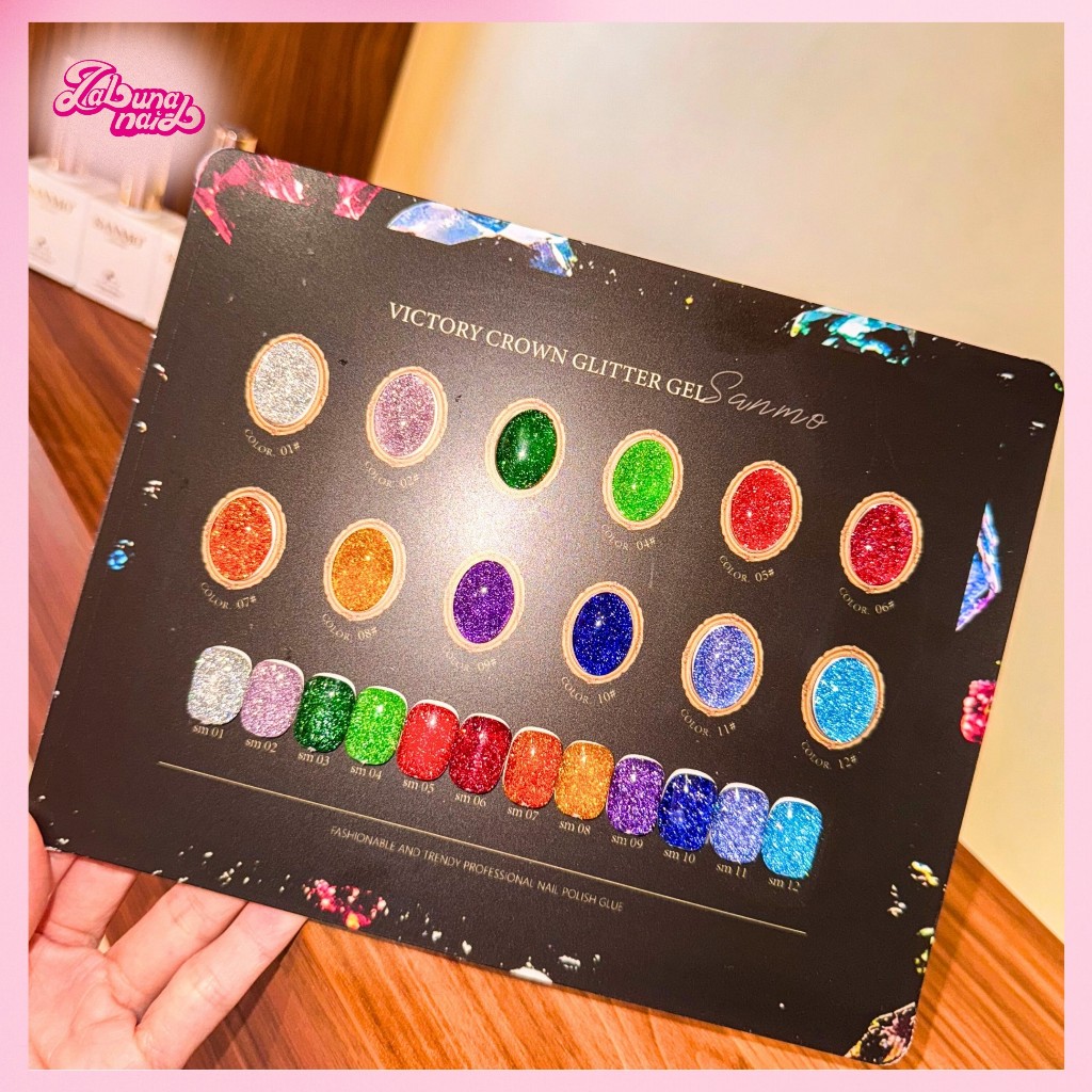 【พร้อมส่ง】SANMO ชุดเพ้นท์เล็บเพชรพลอย 12 สี