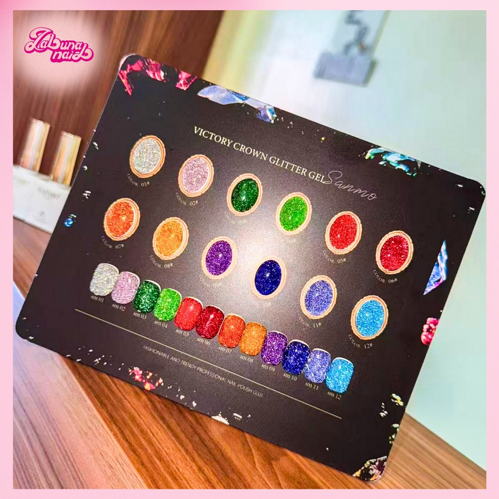 【พร้อมส่ง】SANMO ชุดเพ้นท์เล็บเพชรพลอย 12 สี รูปที่ 3