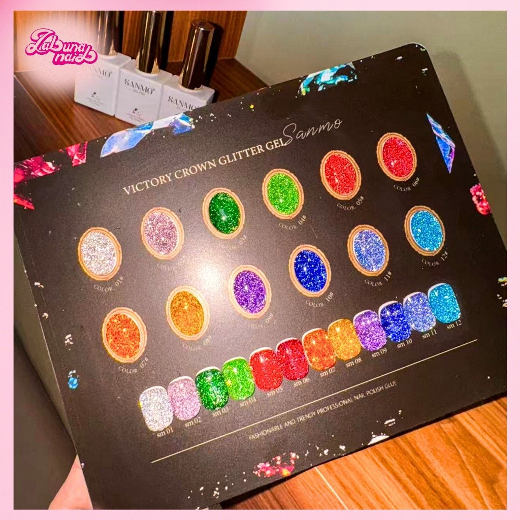 【พร้อมส่ง】SANMO ชุดเพ้นท์เล็บเพชรพลอย 12 สี รูปที่ 7