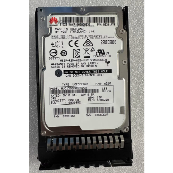 สําหรับ Huawei 02311AYF 600G 15k 12Gb 2.5 นิ้ว RH5885 RH2288H V3 V5