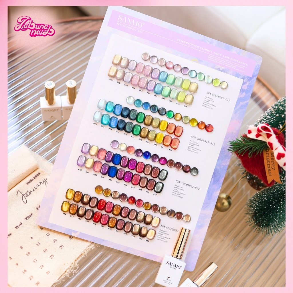 【พร้อมส่ง】SANMO 45 สี ชุดยาทาเล็บเจล Cat eye(ฟรีชาร์ทสี)สีเจลแคทอายเนื้อซาติน ลูกแก้ว