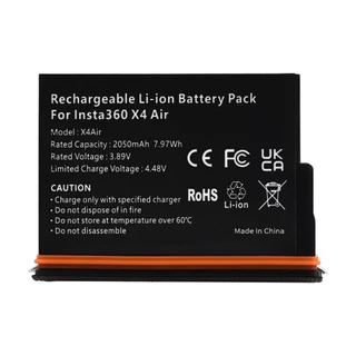 PUANTES Insta360 X4 air เครื่องชาร์จแบตเตอรี่อากาศ,แบตเตอรี่อุณหภูมิต่ํา 2050mah,อุปกรณ์เสริมกล้องเคลื่อนไหวแบบพาโนรามา,อายุการใช้งานแบตเตอรี่ยาวนาน