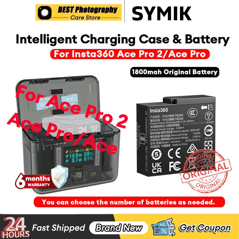 【🇹🇭 กรุงเทพฯ】SIMIK Insta360 Ace Pro2/Ace Pro ชาร์จ Hub 4 IN 1 อัจฉริยะชาร์จกรณี 1800 mAh แบตเตอรี่อุปกรณ์เสริม