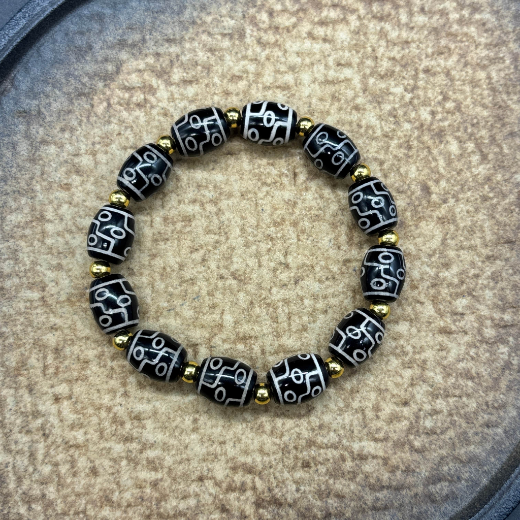 Oka Rinpoqi Series {Nine Eyes · Time Space Knotted Chain} Nine Eyes Dzi Bead Bracelet 11mm