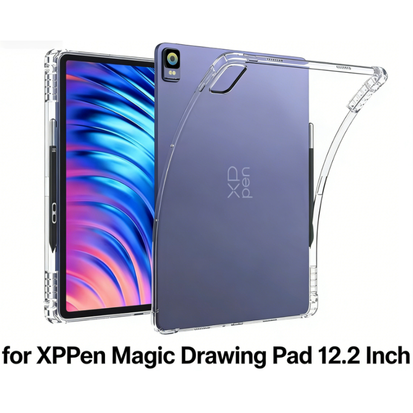 เคสใสสําหรับ XPPen Magic Drawing Pad 12.2 นิ้วพร้อมมุม Thicken & ที่ใส่ปากกา, Ultrathin Soft TPU โปร