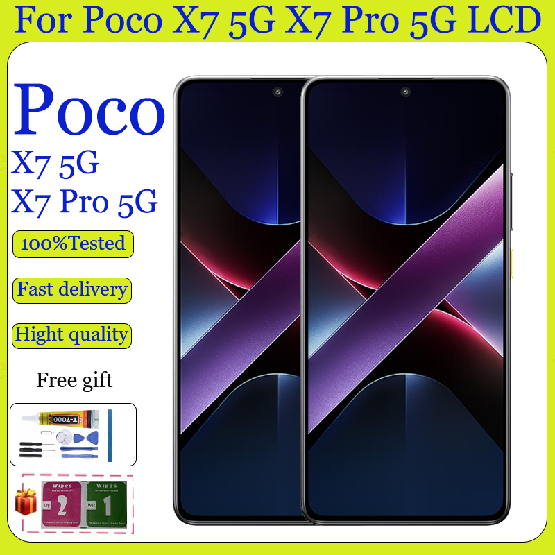 Original AMOLED สําหรับ POCO X7 X7 Pro 5G จอแสดงผล LCD หน้าจอสัมผัสเปลี่ยน