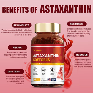 Totaria Natural Astaxanthin 12 มก. พร้อม Lutein, Zeaxanthin, CoQ10 & Omega-3 Triple Strength | Advanced Antioxidant Support for Eyes, Skin, Brain & Heart Health - Vegan 120s