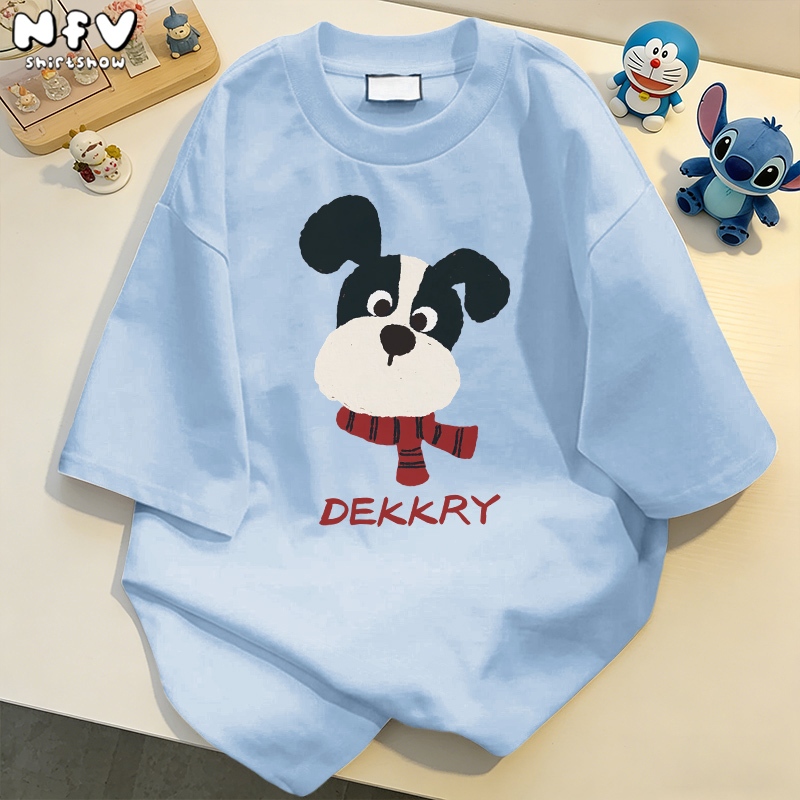 【จัดส่งตลอด 24 ชั่วโมง】NFV ใหม่ล่าสุด🌟แฟชั่นเกาหลี เสื้อยืดเปล่า ลายหมาน้อยน่ารัก ผ้าฝ้าย 100% YG4973