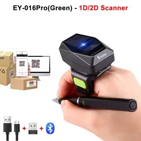 Eyoyo EY-016Pro Mini Wearable 1D 2D QR code Barcode Scanner บลูทูธไร้สาย Fast & Long-range Scanning 