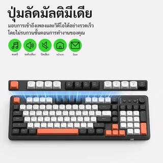GOOJODOQ Thai 98KEY Thin Film Keyboard รองรับการเชื่อมต่อไร้สายและแบบมีสาย Bluetooth 2.4GHz