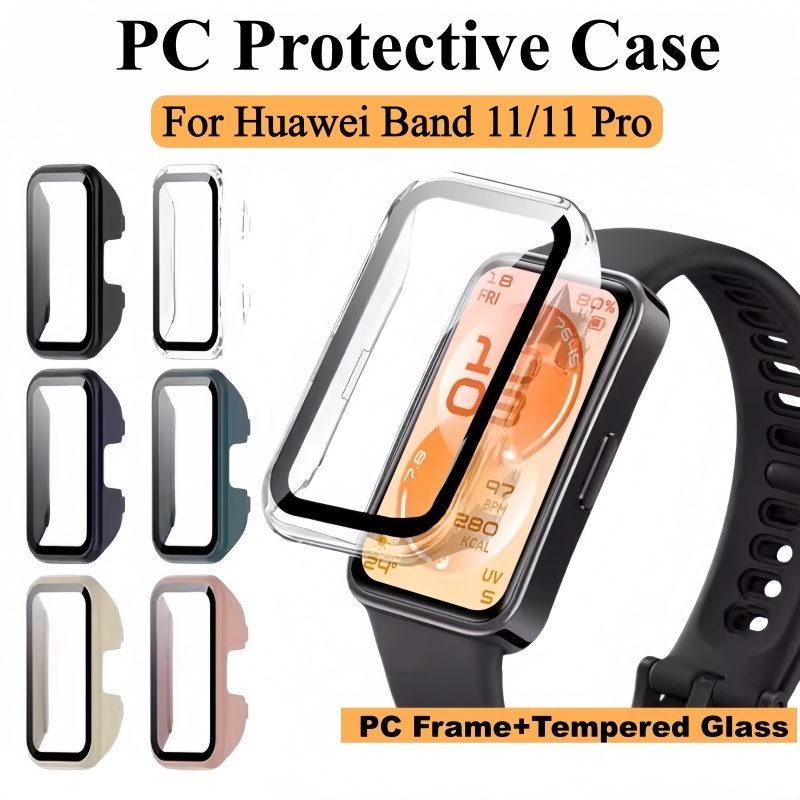 เคสพีซีแบบแข็งสําหรับ Huawei Band 11/11 Pro เคสป้องกันสําหรับนาฬิกาอัจฉริยะ Huawei Band 11 Pro กระจกนิรภัย + กรอบ PC