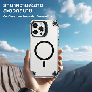 OSGEER สําหรับ iPhone 17 16 15 14 13 12 11 Pro Max, Drop Full-Body Clear ในตัวผู้ถือเลนส์ Kickstand พร้อมชาร์จไร้สายกันกระแทกเคสโทรศัพท์ป้องกัน