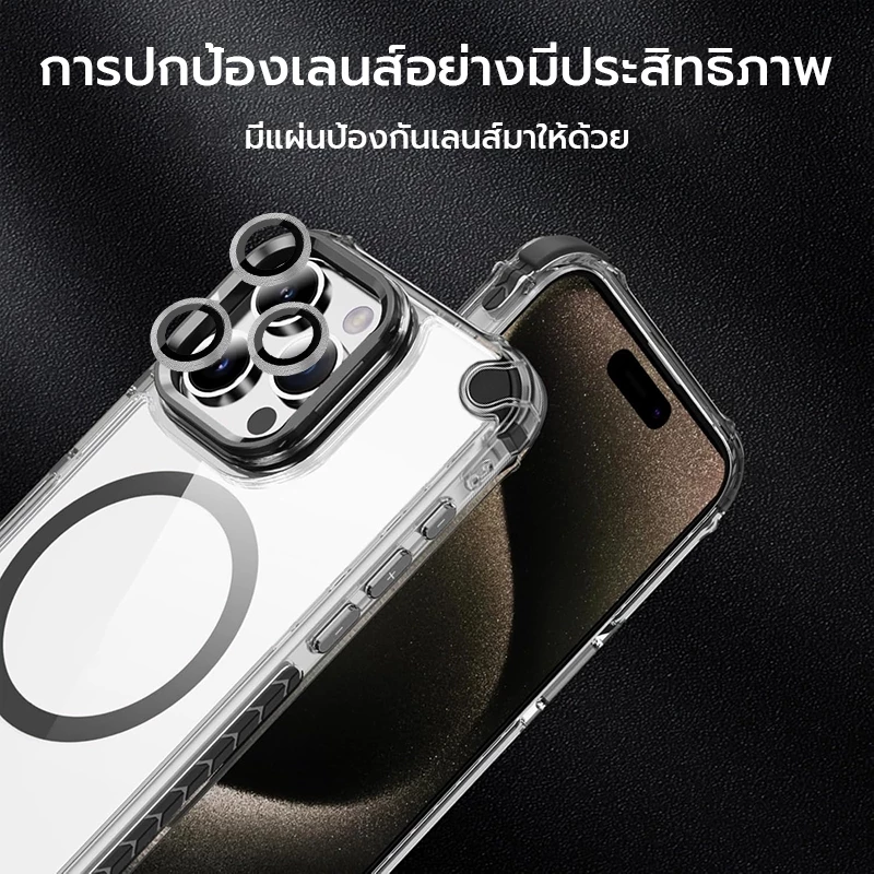 OSGEER สําหรับ iPhone 18 17 16 15 14 13 12 11 Pro Max, Drop Full-Body Clear ในตัวผู้ถือเลนส์ Kickstand พร้อมชาร์จไร้สายกันกระแทกเคสโทรศัพท์ป้องกัน thumbnail 3