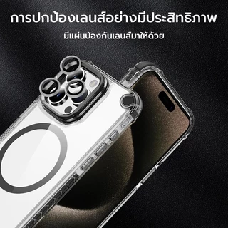 OSGEER สําหรับ iPhone 17 16 15 14 13 12 11 Pro Max, Drop Full-Body Clear ในตัวผู้ถือเลนส์ Kickstand พร้อมชาร์จไร้สายกันกระแทกเคสโทรศัพท์ป้องกัน