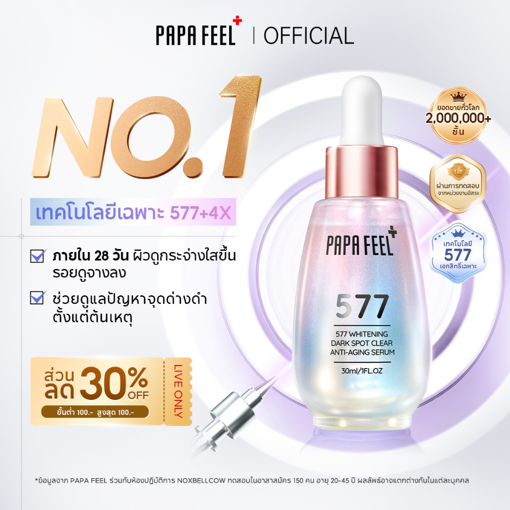 PAPA FEEL 577 Dark Spot เซรั่ม ซรั่มลดจุดด่างดำ ฝ้า กระ Niacinamide ไวท์เทนนิ่ง เซรั่ม เพิ่มความกระจ