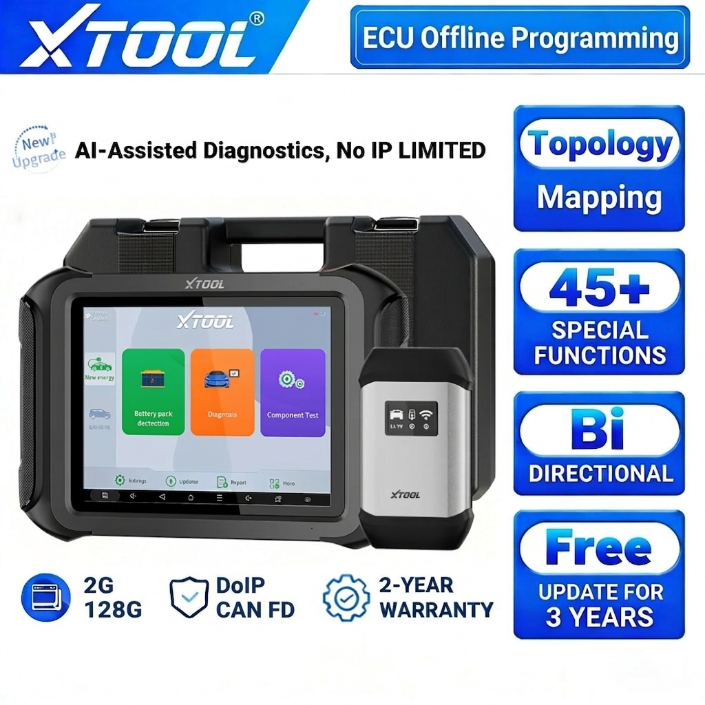 XTOOL D9EV เครื่องสแกนเนอร์ไฟฟ้า + เบนซิน OBD2,ระบบแรงดันสูง/การวิเคราะห์แพ็คแบตเตอรี่,แผนที่ Topolo