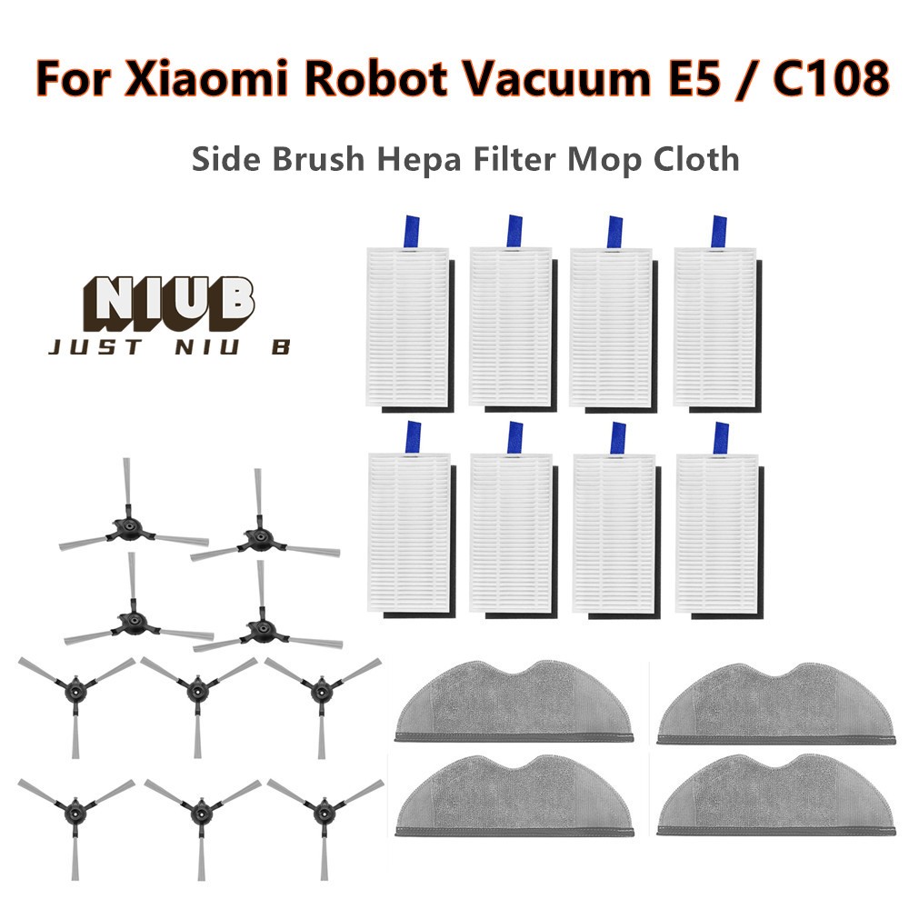 สําหรับ Xiaomi E5 C108 อะไหล่ Sweeper Robot เครื่องดูดฝุ่นแปรงด้านข้าง HEPA Filter Mop Rag Kitfort เครื่องใช้ในบ้าน