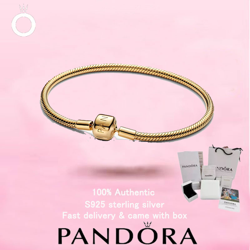 สร้อยข้อมือโซ่งู Pandora ล่าสุด ชุบทอง สไตล์คล้องปืน ของขวัญวันวาเลนไทน์