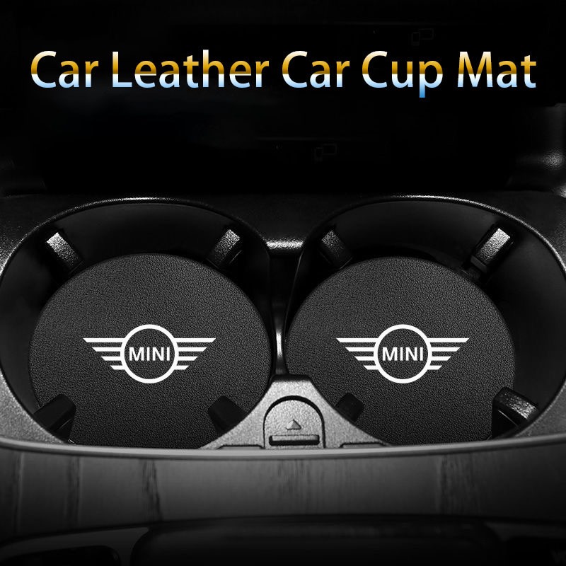 2pcs รถที่วางแก้วลื่นไมโครไฟเบอร์หนังกาแฟเครื่องดื่มถ้วยสําหรับ Mini Cooper Countryman WORKS R55 R56 R60 F54 F55 F56 F60