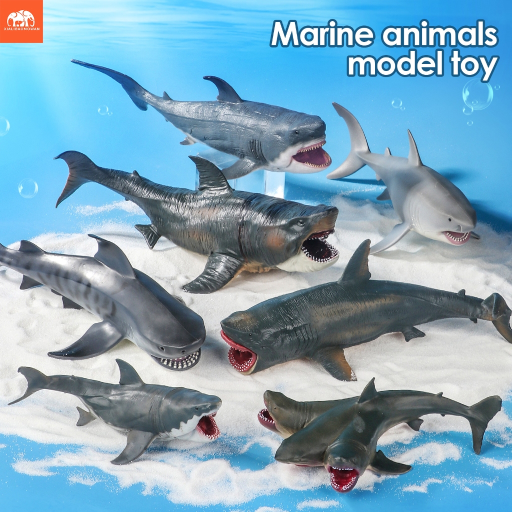 ของเล่นฉลามขาวใหญ่ Megalodon สมจริง Tiger Shark Figurine Ocean สัตว์สัตว์ทะเลของขวัญสะสม