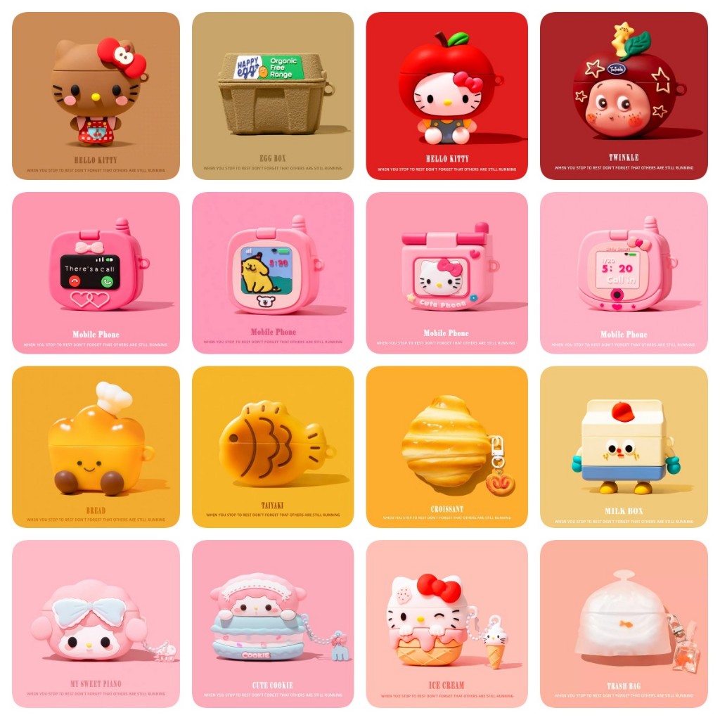 ( AirPods Pro/Pro2/3rd ) 50 รูปแบบเคสน่ารักสําหรับ AirPods 3/Pro/Pro2 เคสซิลิโคนอ่อนนุ่มพร้อมคาราบิเนอร์