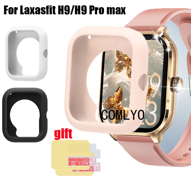 สําหรับ Laxasfit H9 / H9 Pro MAX กรณีสมาร์ทนาฬิกากันชนซิลิโคนนุ่มครึ่งฝาครอบหน้าจอป้องกันฟิล์ม
