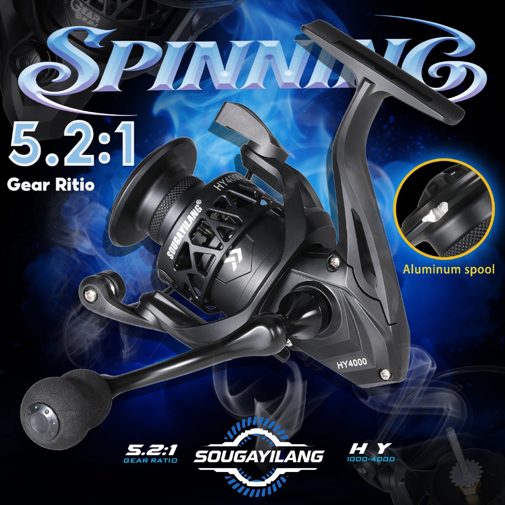 สปินนิงเรียวตกปลา Sougayilang 5.2:1 ทำจากอลูมิเนียมน้ำหนักเบาที่เหมาะทั้งใช้น้ำจืดและน้ำเค็ม