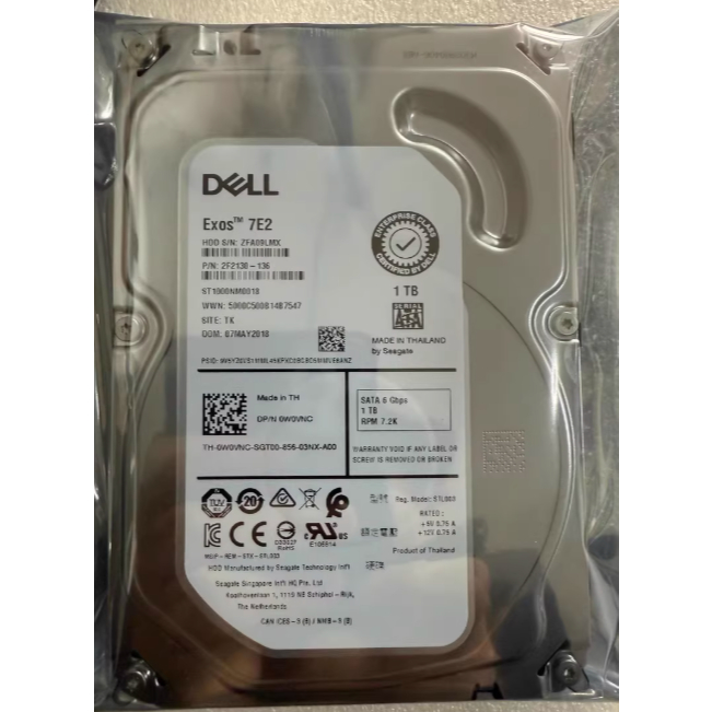 สําหรับ DELL W0VNC ST1000NM0018 1T SATA 6G 7.2K 3.5 0W0VNC Server Hard Disk