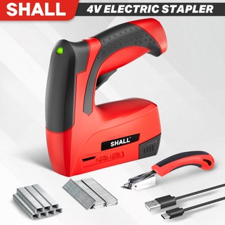 SHALL Electric Stapler Heavy duty 2 in 1 Cordless Upholstery Stapler Nail Gun for Wood 4V Rechargeable Brad Nailer Kit with 2500 Staples Nails Staple Remover stapler with bala