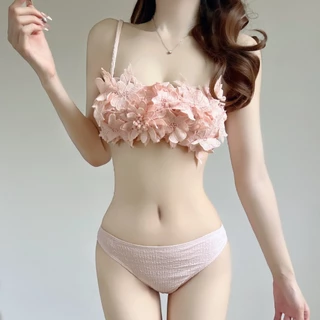 【ชุดว่ายน้ำเกาหลี】ชุดบิกินี่สามชิ้นลายดอกไม้ สไตล์แฟชันฝรั่งเศส สำหรับใส่ว่ายน้ำและบนชายหาด