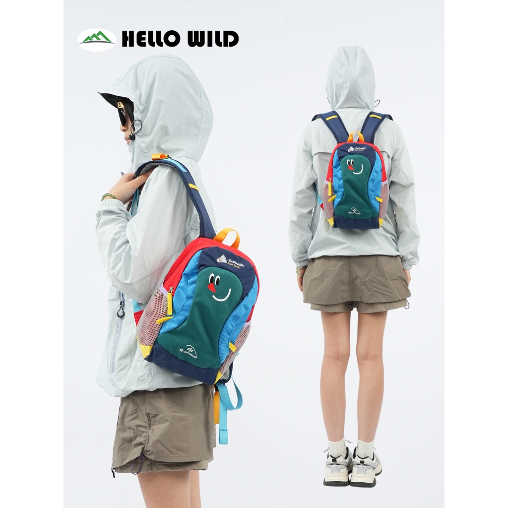 กระเป๋าปีนเขาระบัสการ์ตูน HELLO WILD สำหรับเดินทางและการใช้งานประจำวัน