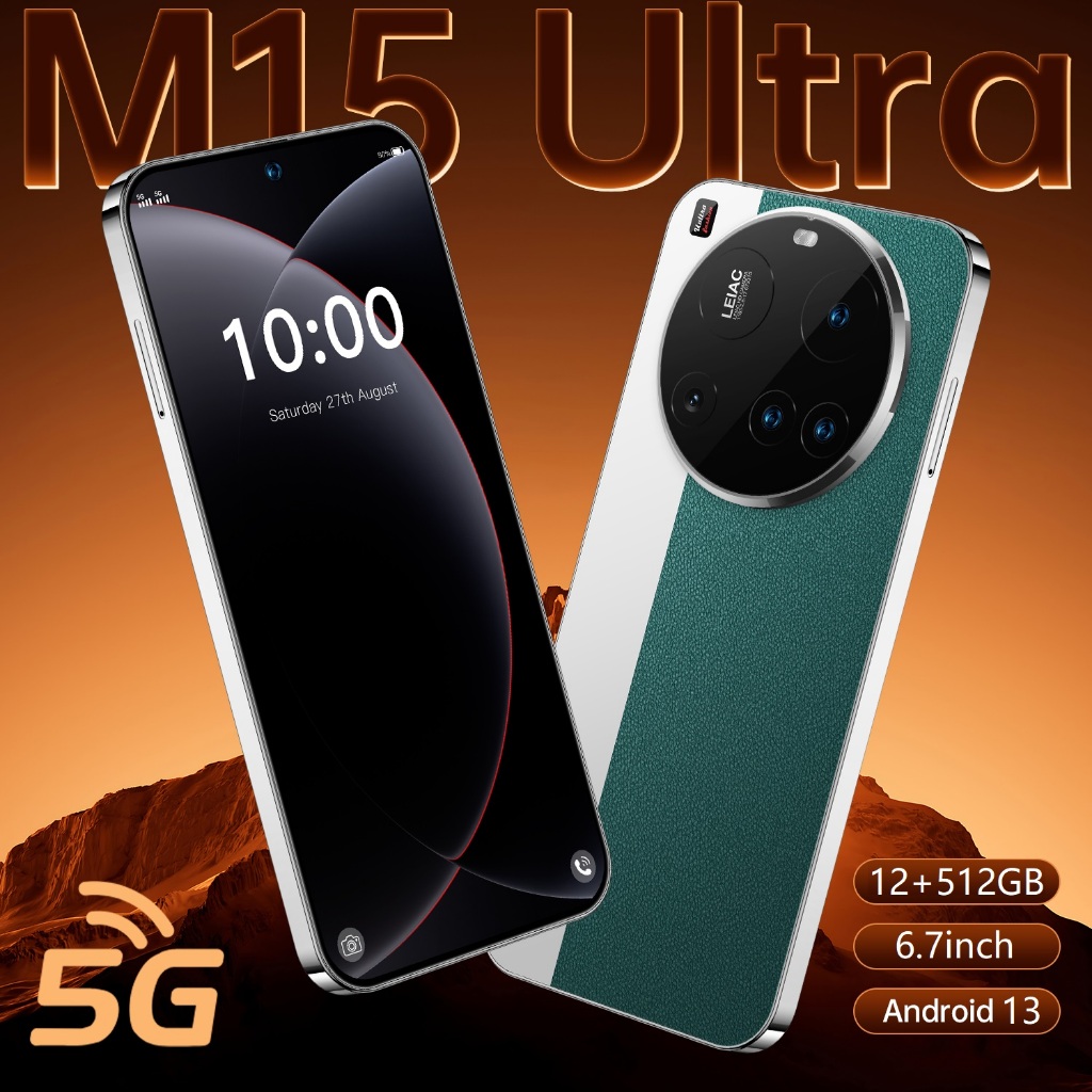 ใหม่ M15 Ultra 4G/5G สมาร์ทโฟน 6.7 นิ้วหน่วยความจําโทรศัพท์แบบเต็มหน้าจอ 12GB + 512GB แบตเตอรี่ 8000