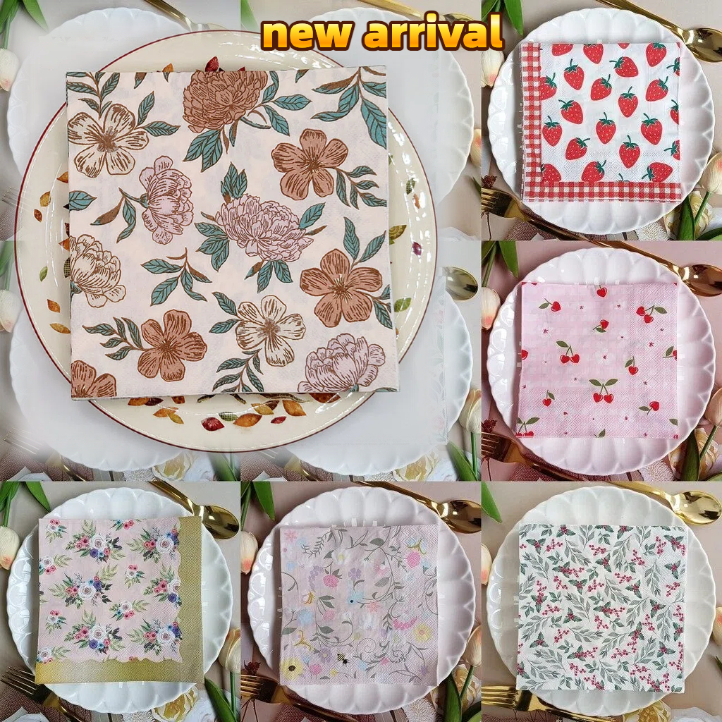 20 ชิ้น/แพ็ค Decoupage ตารางกระดาษผ้าเช็ดปาก Elegant เนื้อเยื่อ Vintage ผ้าขนหนูดอกไม้ผีเสื้อแสตมป์วันเกิดงานแต่งงานหน้าแรกตกแต่งที่สวยงาม