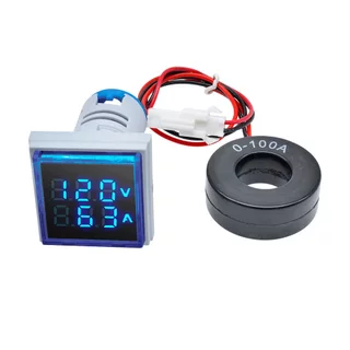 เครื่องวัดกระแสไฟฟ้าแรงดันไฟฟ้า AC อุตสาหกรรม AD16-22FVA ไฟแสดงสถานะจอแสดงผลดิจิตอลทรงสี่เหลี่ยม | แผงเมาท์มิเตอร์ขนาด 22 มม. โวลต์มิเตอร์แอมมิเตอร์