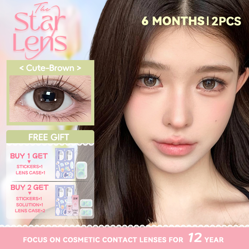 Starlens คอนแทคเลนส์ 1 คู่ DIA14.2-14.5mm คอนแทคเลนส์สีเทาเกรด 0.0-8.0 สําหรับ 6 เดือนใช้